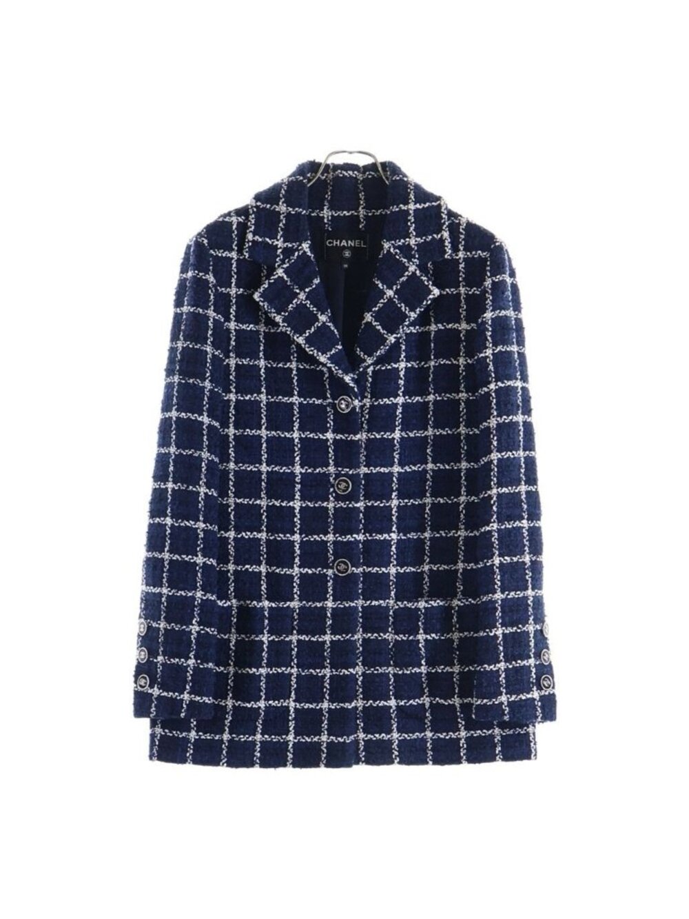Chanel Tweed Check Tailored Jacket Pattern Navy